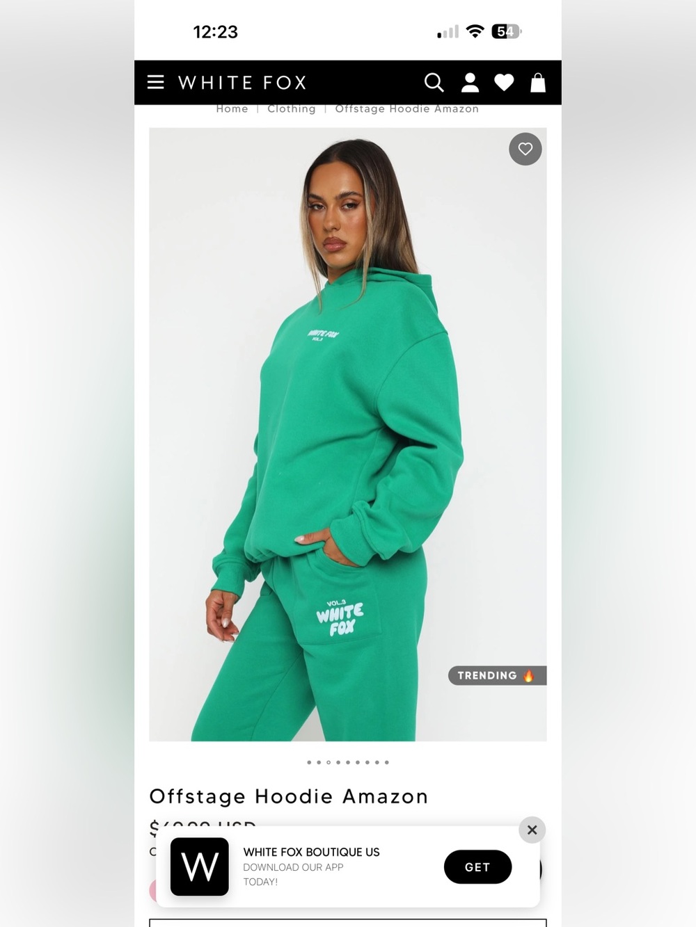 White Fox Boutique Green Hoodie with White Logo - Picture 2 of 5